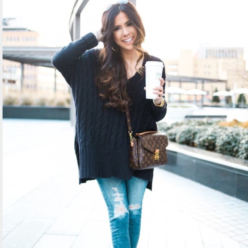 Free people Black Cable knit sweater dress/ tunic